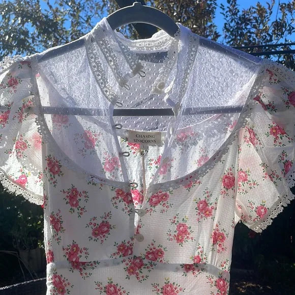 Chasing Unicorns Working on a Dream Cotton Gauze & Mesh Dress