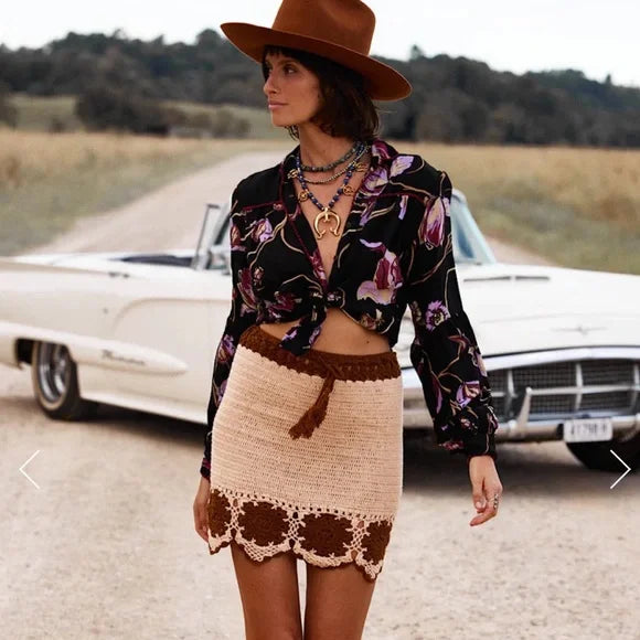 Chasing Unicorns Cool + Calm Crochet Mini Skirt