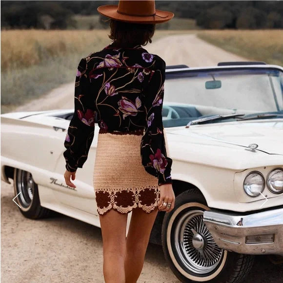 Chasing Unicorns Cool + Calm Crochet Mini Skirt