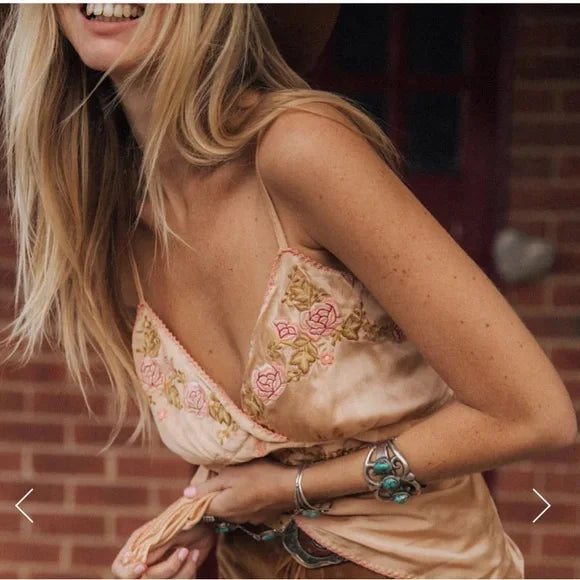 Chasing Unicorns Layla Silk Embroidered Camisole
