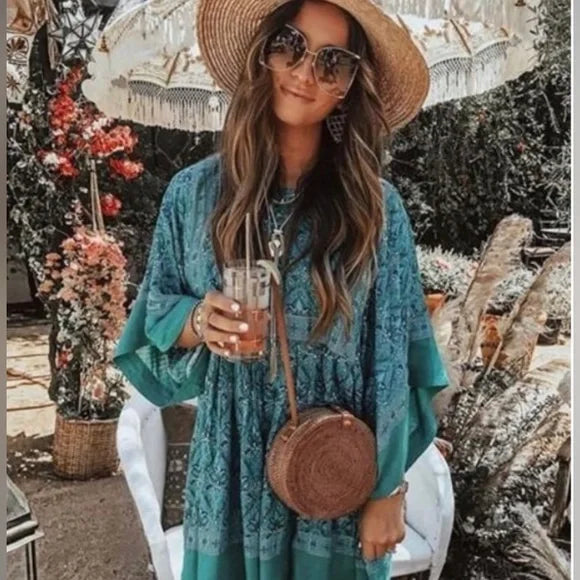Spell and the Gypsy Jewel Tunic Dress in Emerald
