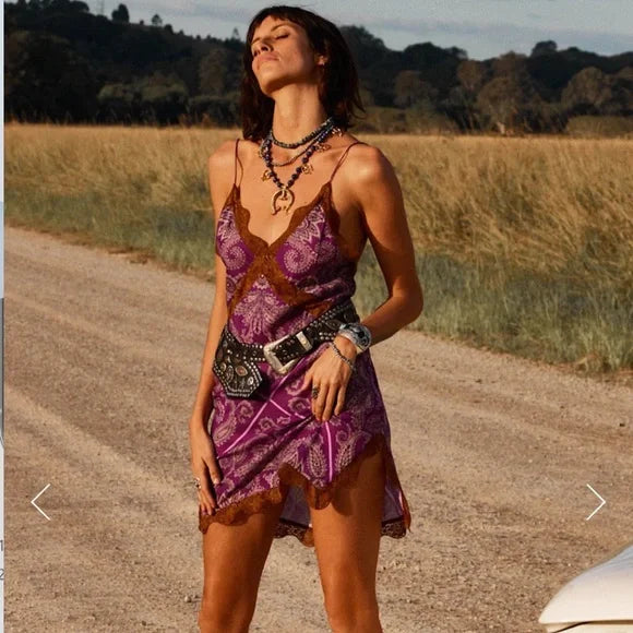 Chasing Unicorns Friend of the Devil Backless Mini Slip Dress